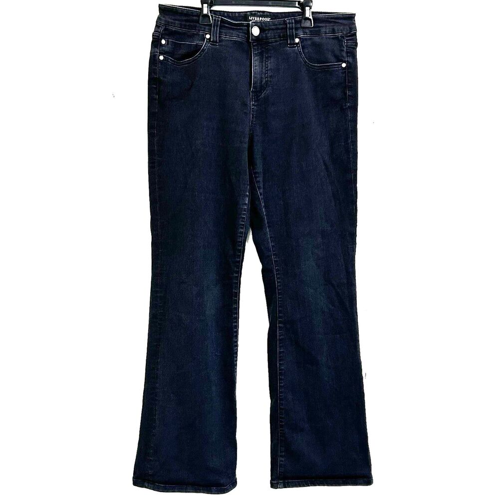 Liverpool Los Angeles Wash Black Denim Bootcut Jeans Size 16W High Rise Jeans